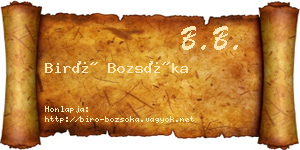 Biró Bozsóka névjegykártya
